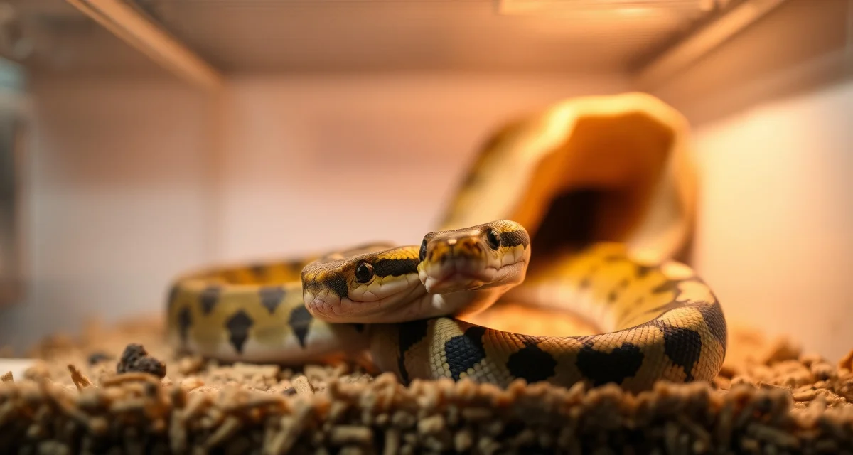 Reintroducing ball pythons after cooling rest period Ball python breeding pair reintroduction after rest period in controlled enclosure with proper temperature management setup