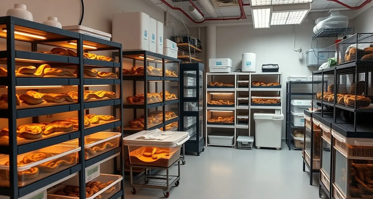 Scaling a ball python breeding program from hobby to professional operation Professional ball python breeding operation showing scaled enclosure systems and organized hatchery management infrastructure for hobbyist to professional transition.