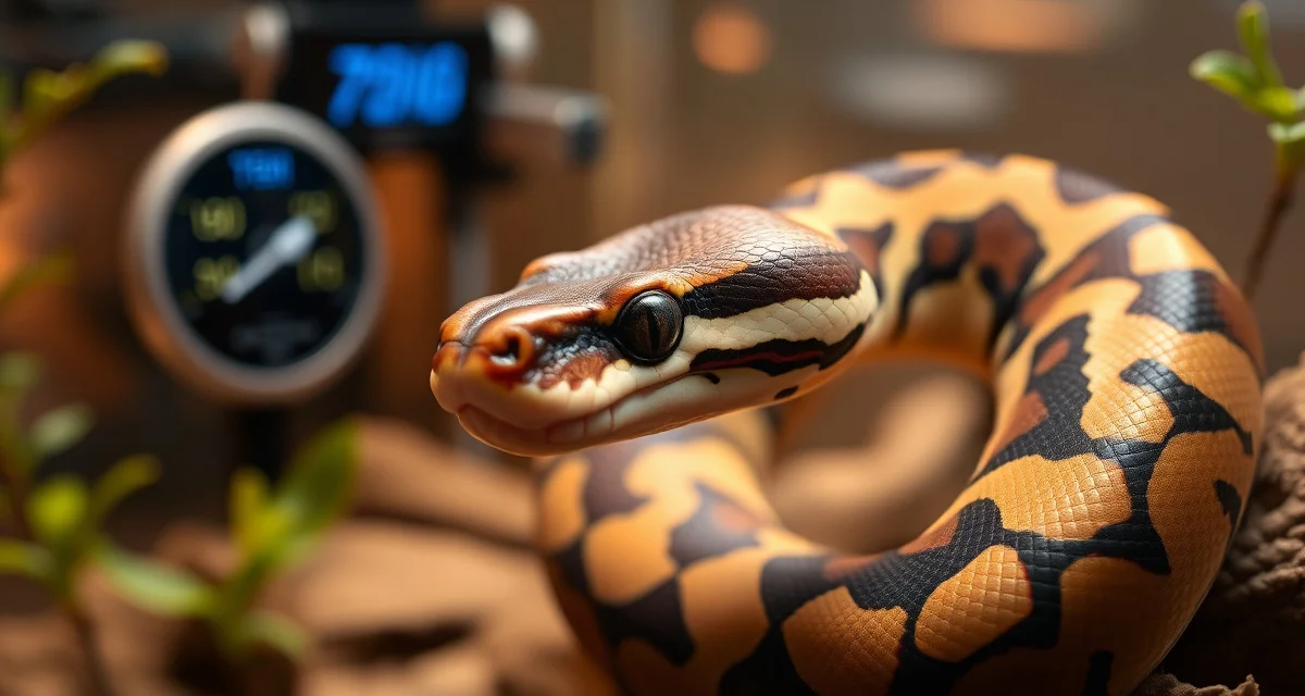Ball Python Breeding Season Setup Ball python in breeding enclosure showing optimal conditions for replicating natural breeding season cycles in captive breeding programs.