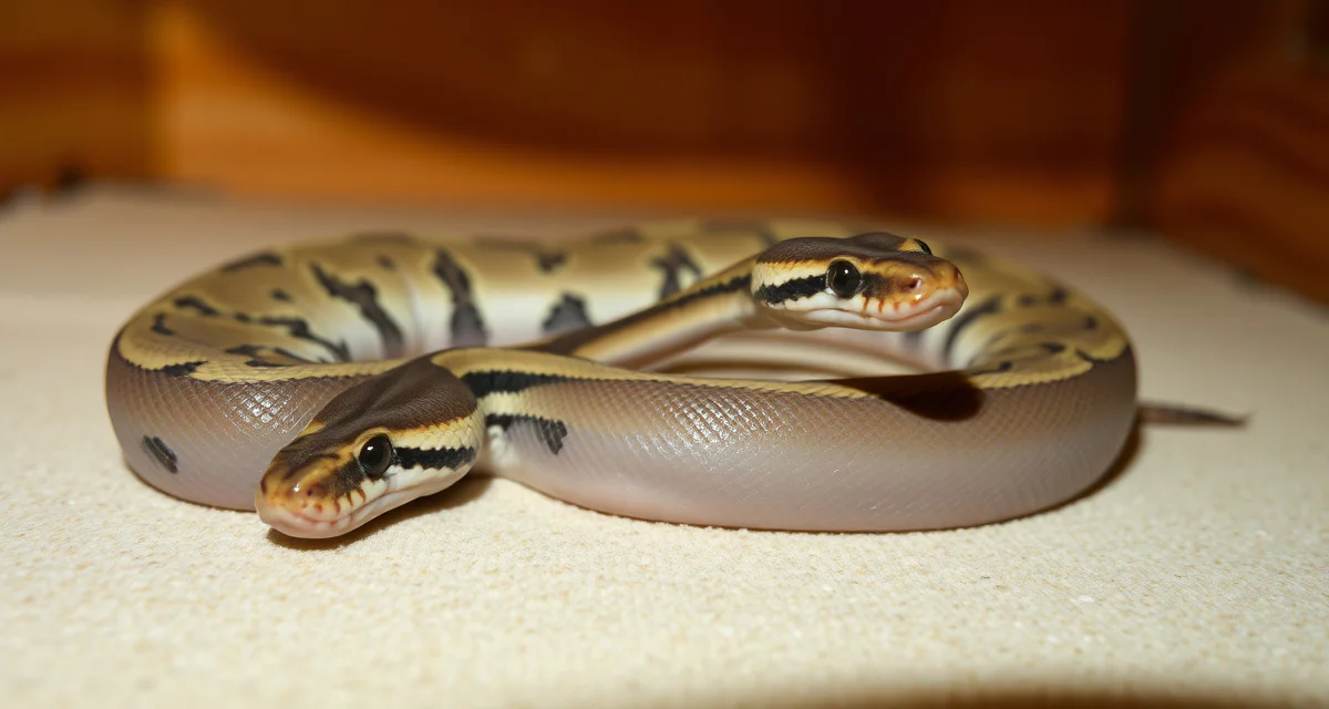 Ball python first shed milestone Ball python neonate undergoing first shed with clear separation of old and new skin visible on the young hatchling.