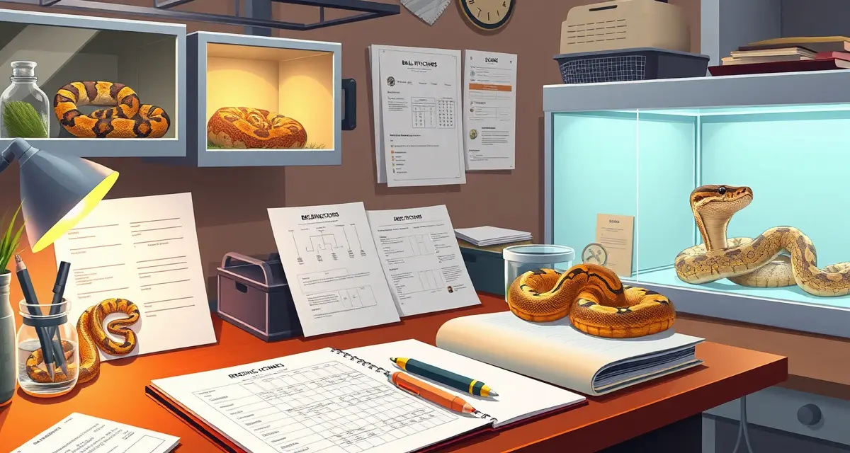 Line breeding strategy for ball python breeding programs Ball python line breeding genetics chart showing selective breeding methodology for consistency and trait development in reptile hatcheries.