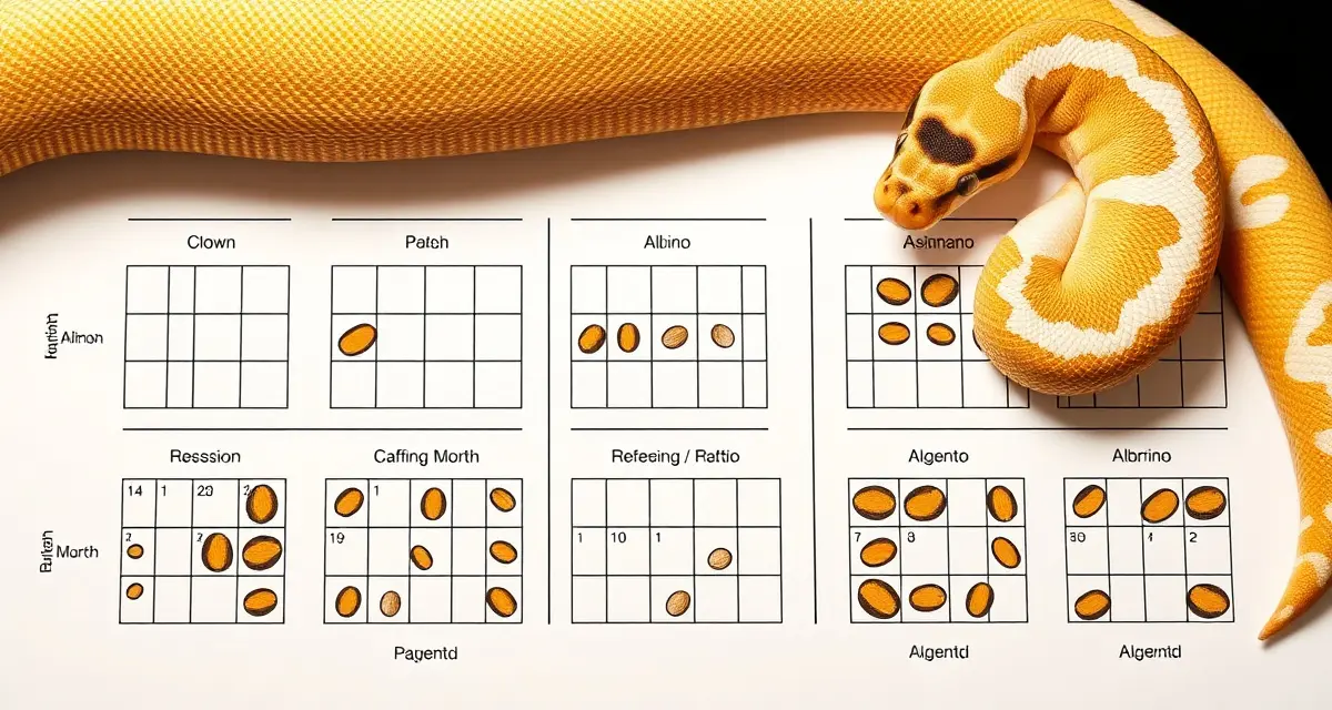 Recessive trait inheritance guide for ball python breeders Ball python recessive genetics inheritance chart showing how recessive morphs like Clown and Albino are passed through breeding generations