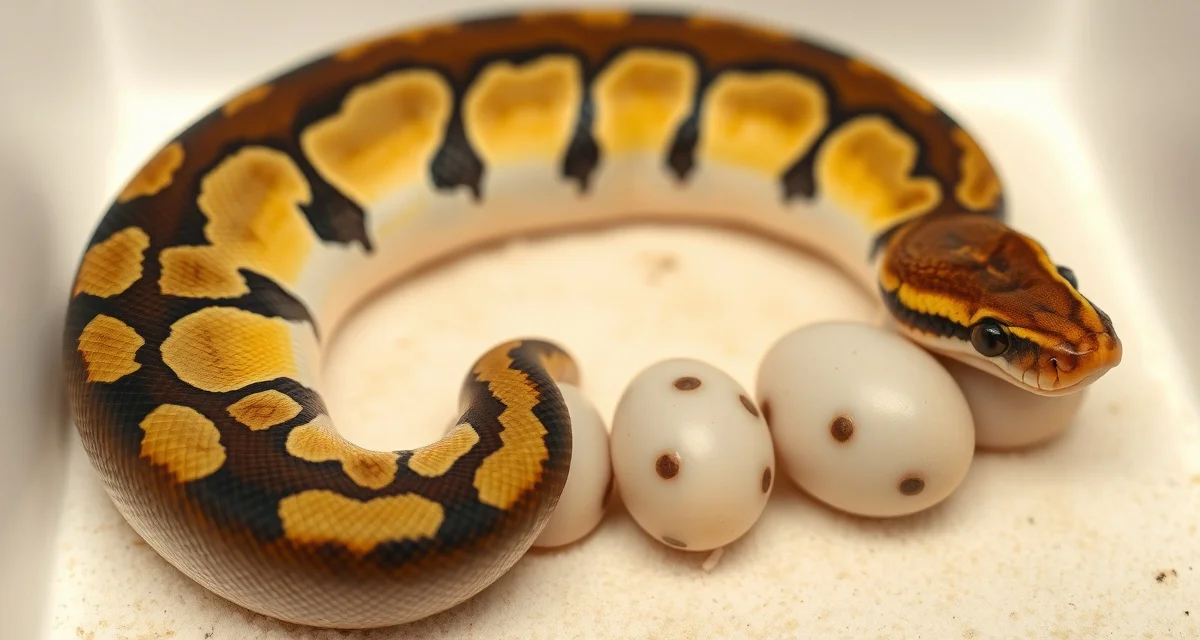 Ball python breeding clutch production Ball python 6-egg clutch in incubation showing healthy eggs and breeding documentation for reptile hatchery management