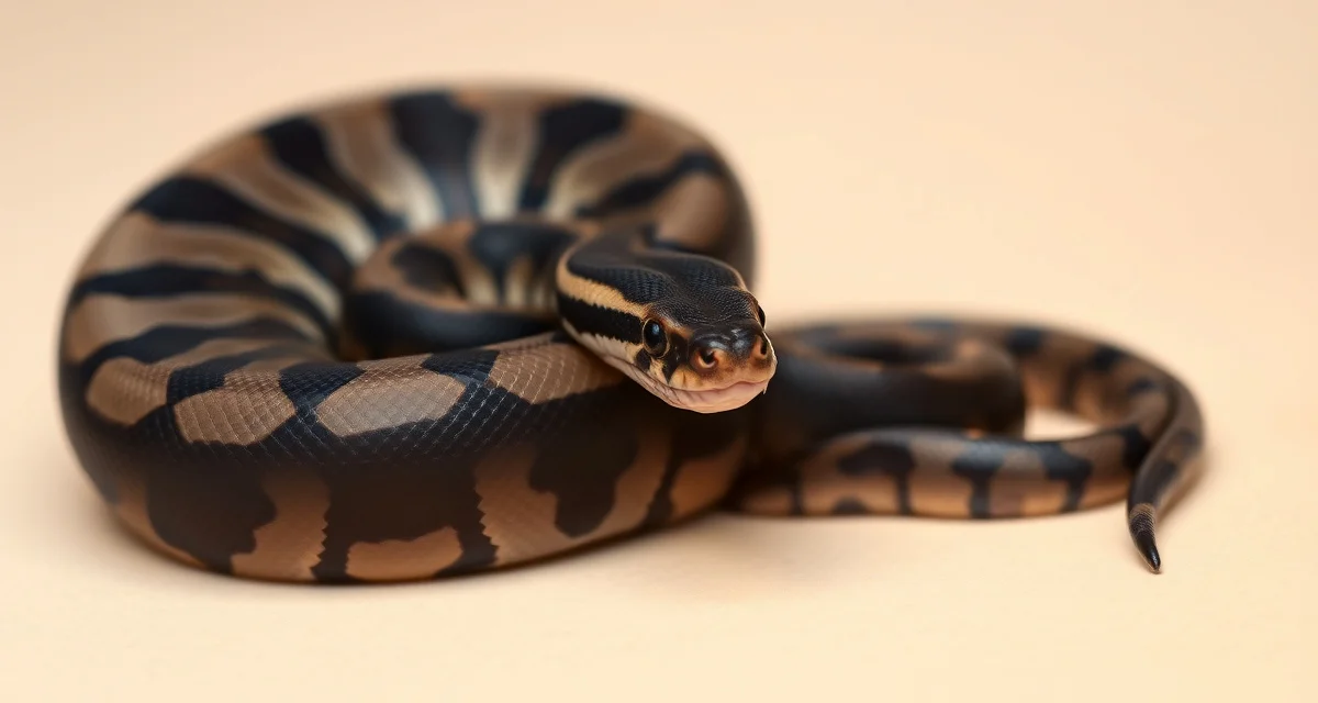 Black Pastel Ball Python Morph Visual Reference Black Pastel ball python displaying dark high-contrast pattern and dramatic coloration characteristic of the morph