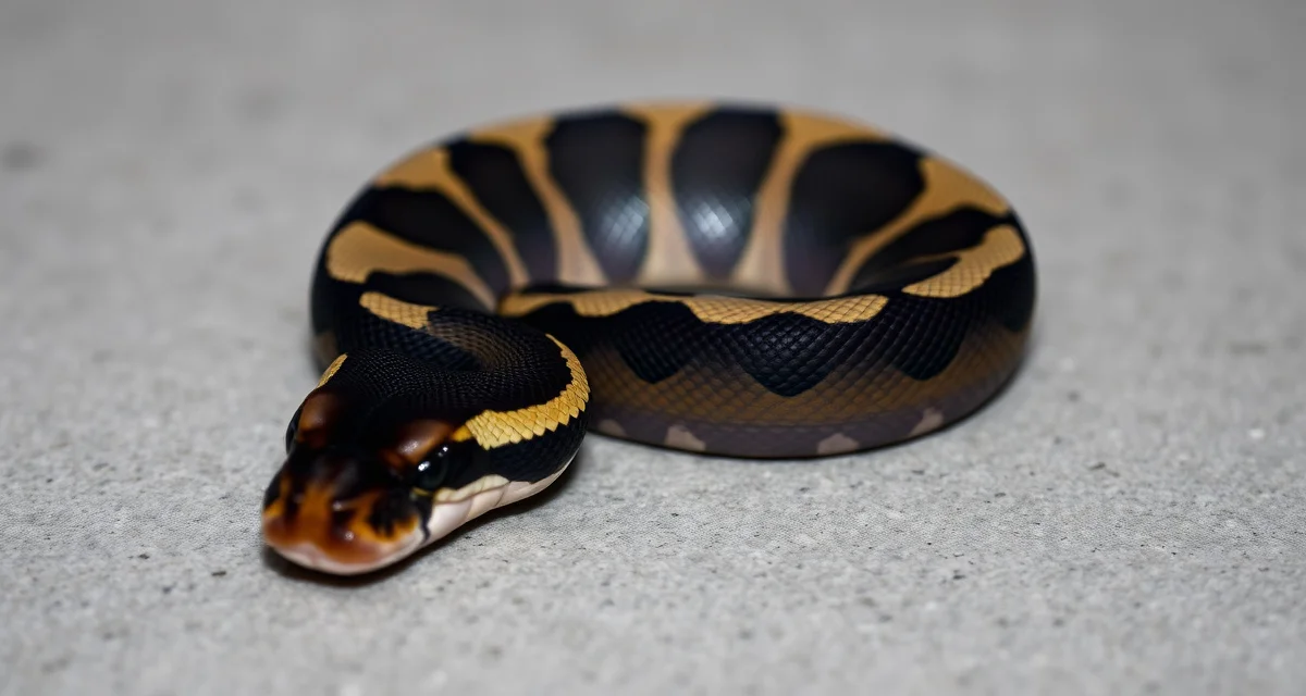 Black Pastel Clown Ball Python Breeding Combo Black pastel clown ball python displaying high-contrast darkened pattern and clean clown gene markings on neutral background.