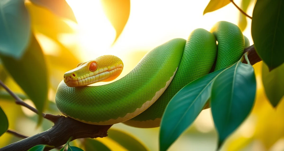 GTP Breeder Compliance Documentation Green tree python on branch illustrating compliance and shipping requirements for reptile breeders and hatcheries