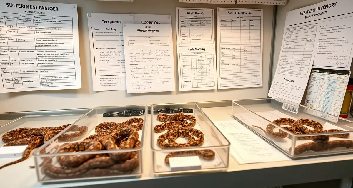 Professional hognose breeding inventory setup Western hognose snake hatchling inventory management system showing organized breeding records and feeding status tracking for emerging neonates.