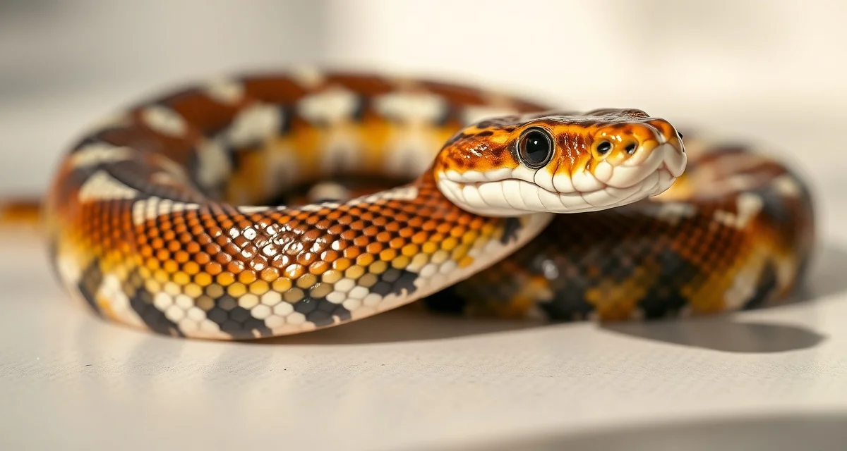 Kingsnake health assessment and care Healthy kingsnake displaying normal scale condition and coloration, relevant to common health issues in breeding.