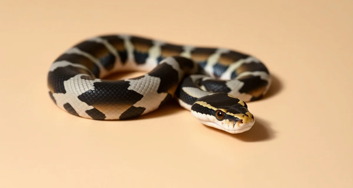 Professional kingsnake morph documentation California kingsnake displaying characteristic black and white bands, illustrating breeding and pricing considerations for reptile hatcheries.