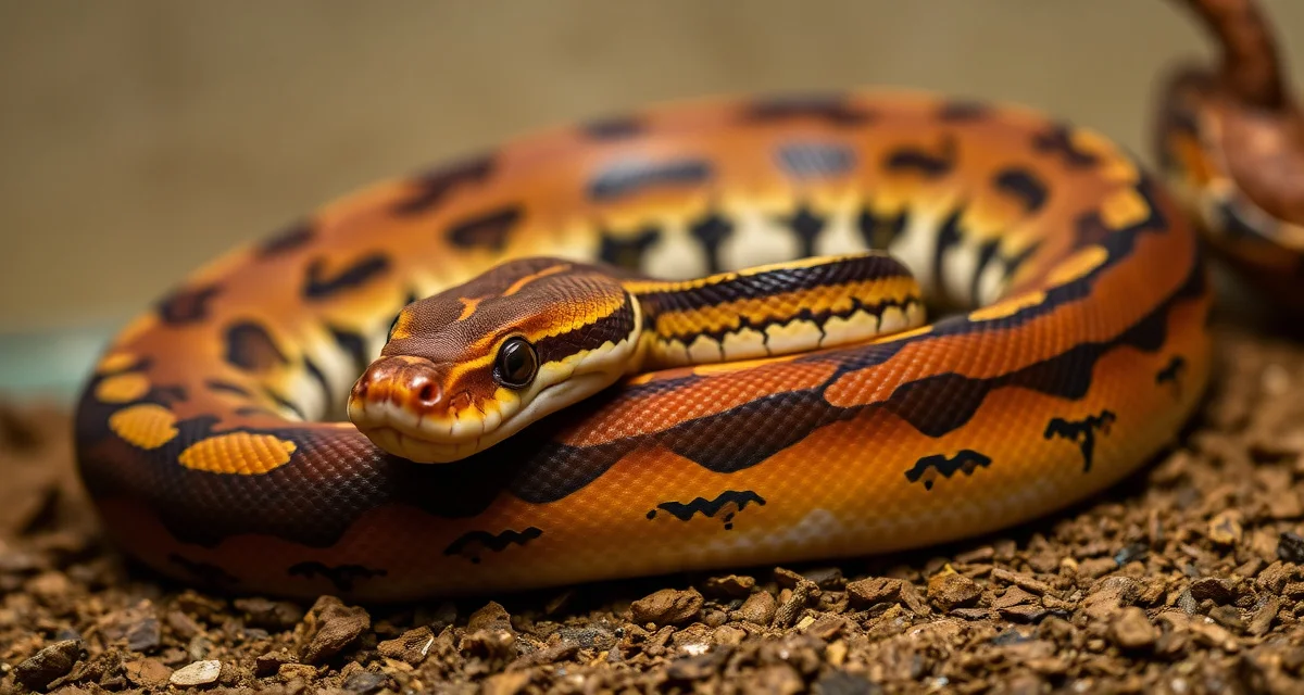 Ball python male fasting during breeding season Healthy male ball python during breeding season demonstrating normal fasting behavior with good body condition