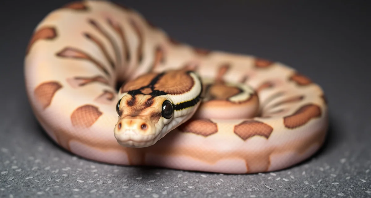 Phantom Clown ball python morph example Phantom Clown ball python showing distinctive soft coloration and alien head pattern characteristic of the clown combo morph