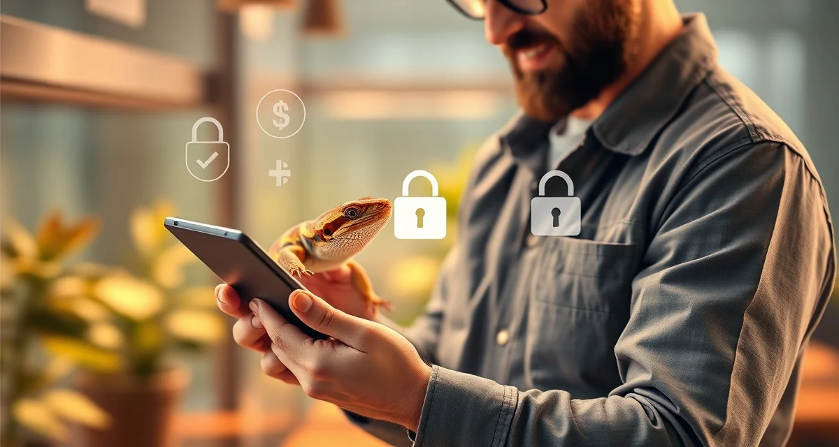 Safe payment solutions for reptile breeders Secure payment processing interface for reptile sales transactions showing encrypted security features and payment options