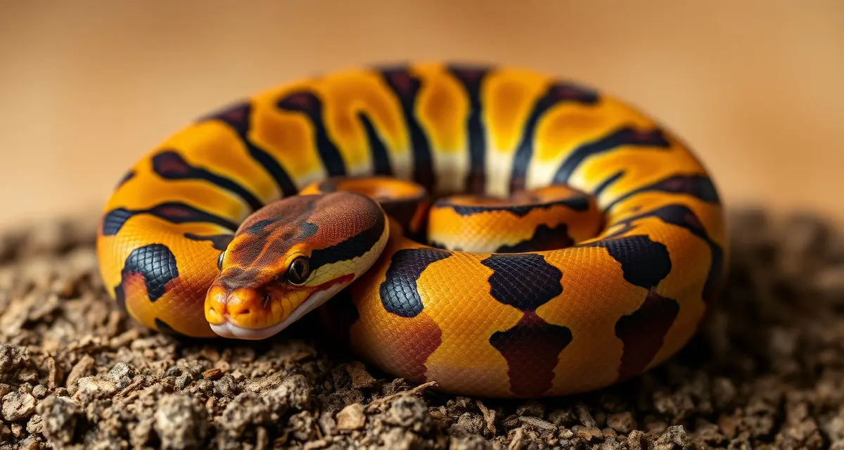 Ball python super form morphology example Super form ball python displaying homozygous co-dominant morph coloration and pattern characteristics